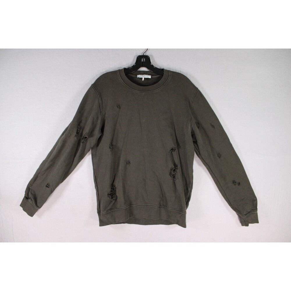 Sandro Paris Distressed Sweatshirt Mens M Gray Crewneck Pullover Cotton France